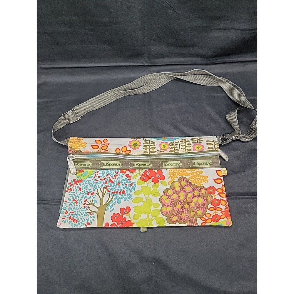 Lesportsac Foldover Collapsible Crossbody Floral/Tree 11x6 When Folded